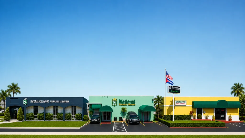 National Funeral Homes location banner in South Florida