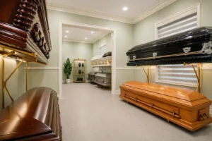 Memorial product showroom at National Funeral Homes